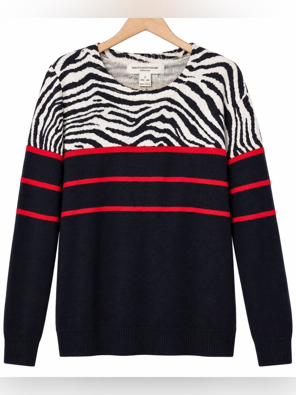 Beach Lunch Lounge Black & Red Zebra Sweater Size L (12-14) – Animal Print
